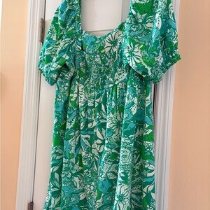 Lilly Pulitzer Green and White Floral Dress